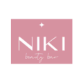 logotipo niki bar de belleza rosa polvo minimalista