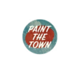 paint the town hand painted teal and orange badge