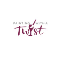 painting twist burgundy brush script logo with tagline