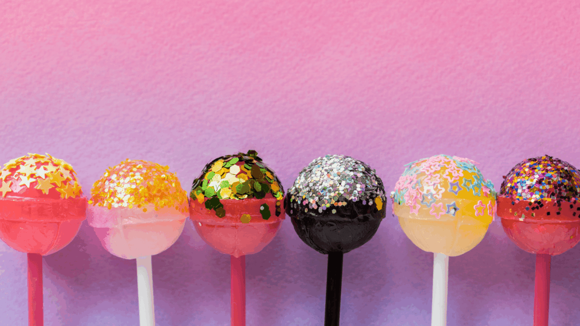 paletas de tarta brillantes y coloridas