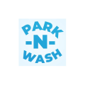 park n wash logo blaues icon für parken und autowäsche