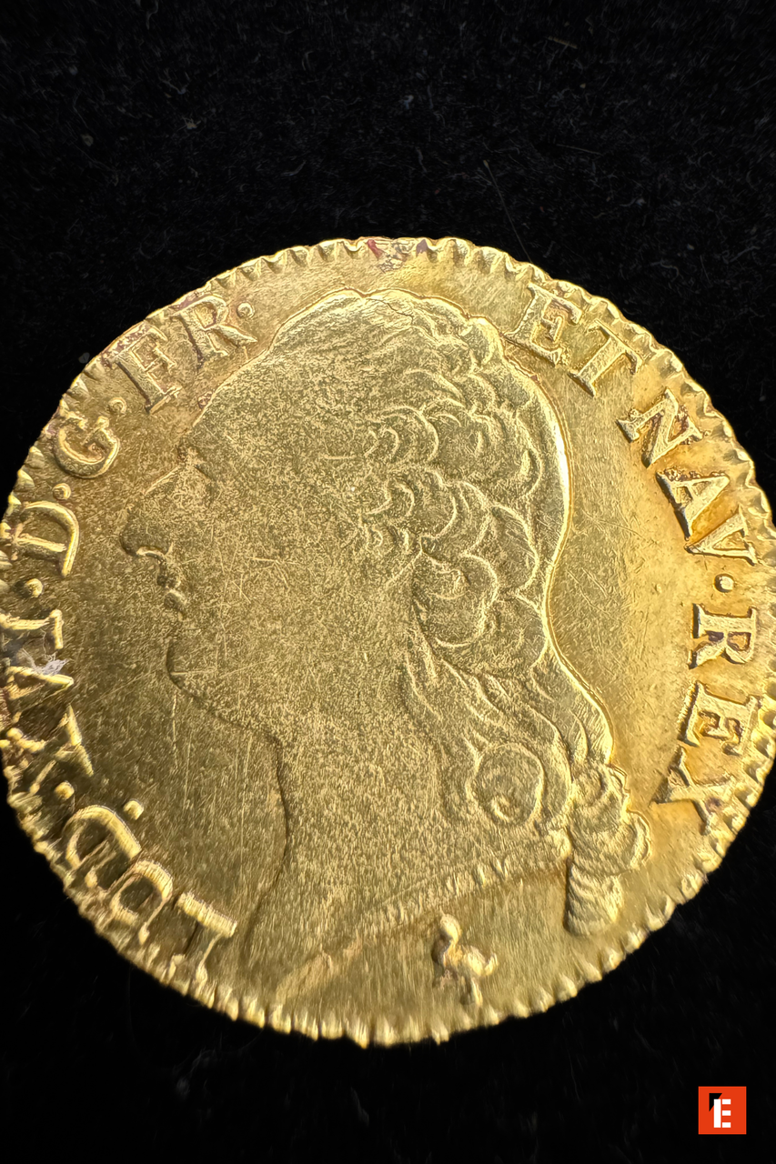gros plan pièce dor ancienne profil gauche