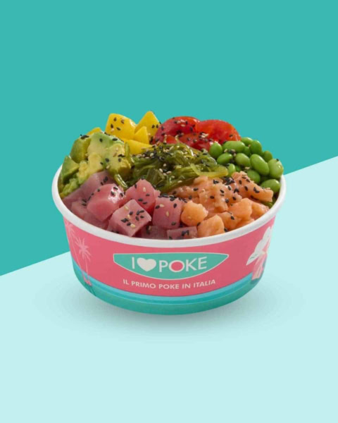 poke bowl italiano fresco con tonno, salmone e avocado