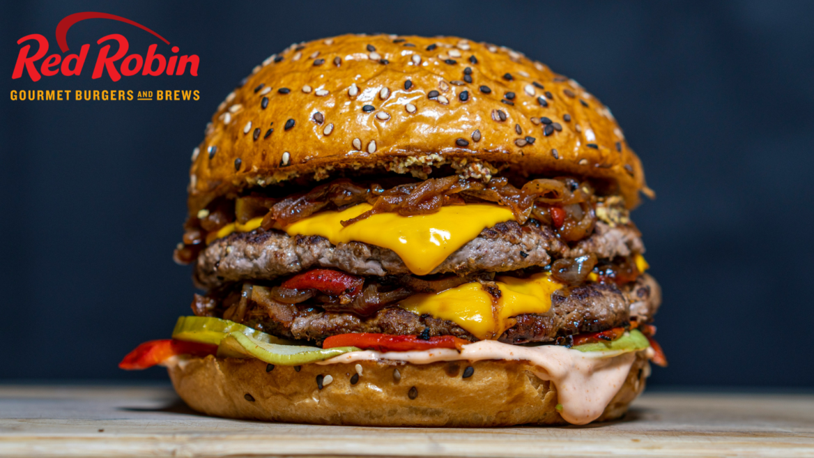 red robin gourmet double cheeseburger