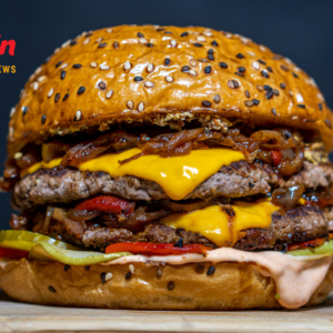 red robin gourmet double cheeseburger
