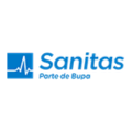 logotipo sanitas parte de bupa con cardiograma azul