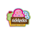 verspieltes eisdielen logo mit drei eiskugeln