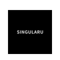 logotipo minimalista singularu blanco sobre negro