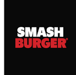 smash burger logo white smash red burger on black