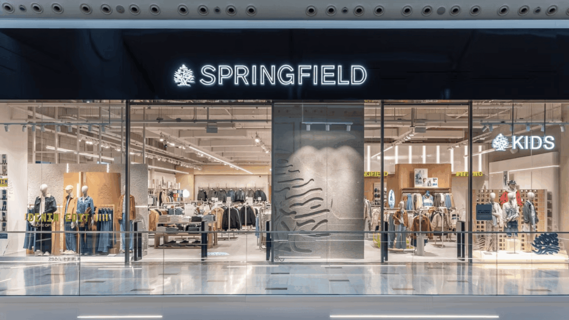escaparate springfield: moda denim y ropa infantil