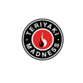 teriyaki madness circular logo with red flame emblem