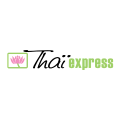 logo thai express — lotus rose et lettrage vert