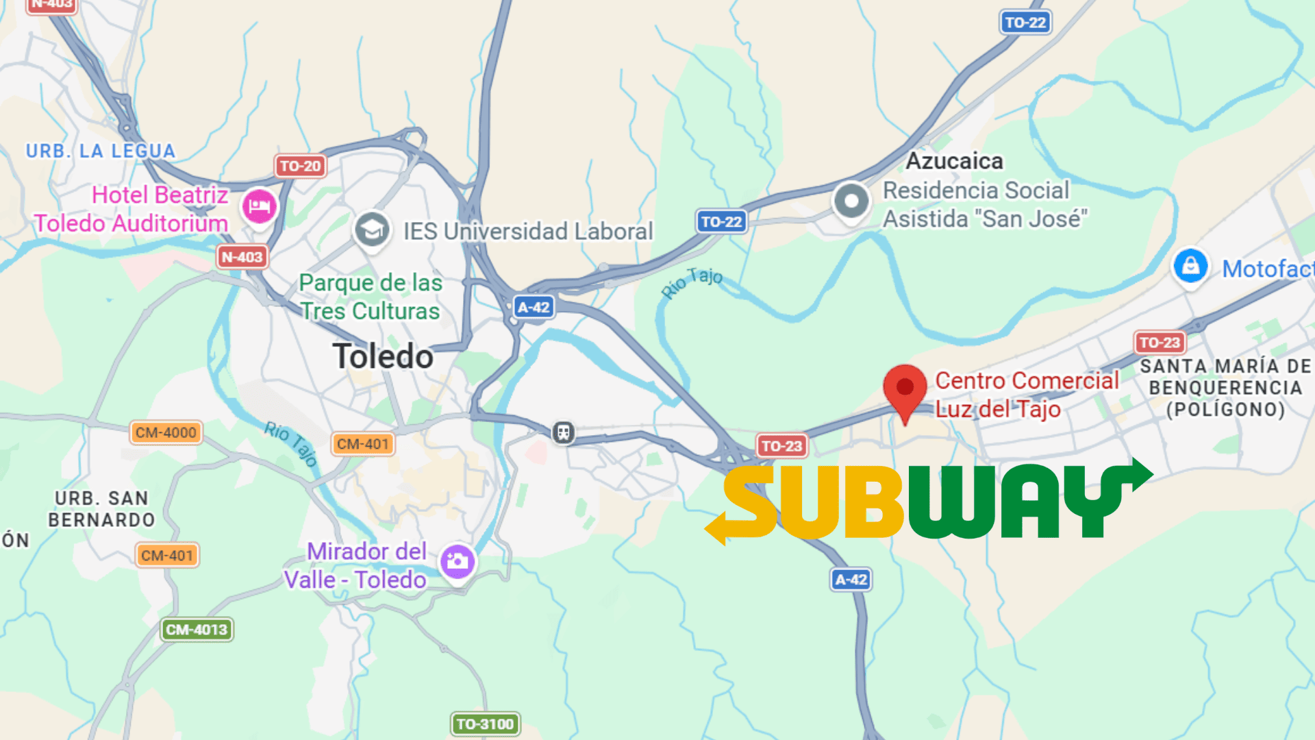 mapa de toledo: río tajo, a 42 y luz del tajo