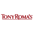logotipo tony romas burdeos con tipografía serif clásica