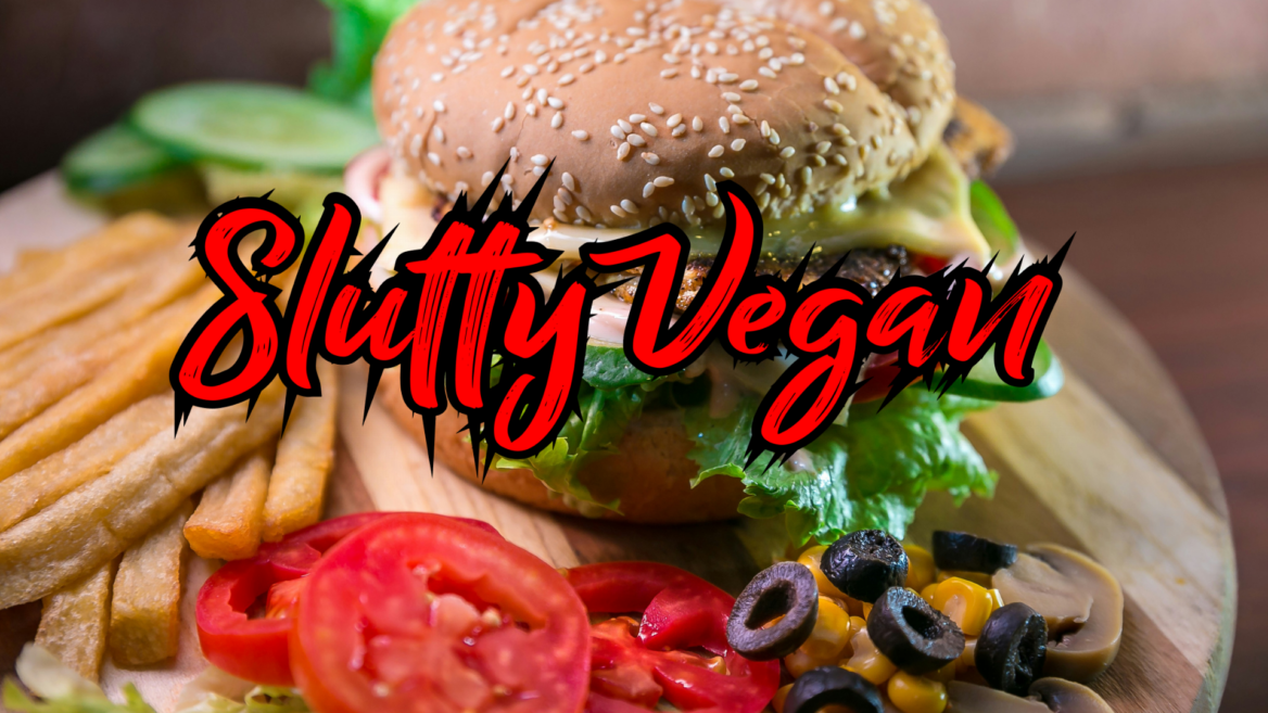 loaded vegan burger with crinkle fries & tomatoes