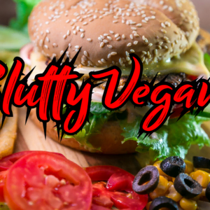 loaded vegan burger with crinkle fries & tomatoes
