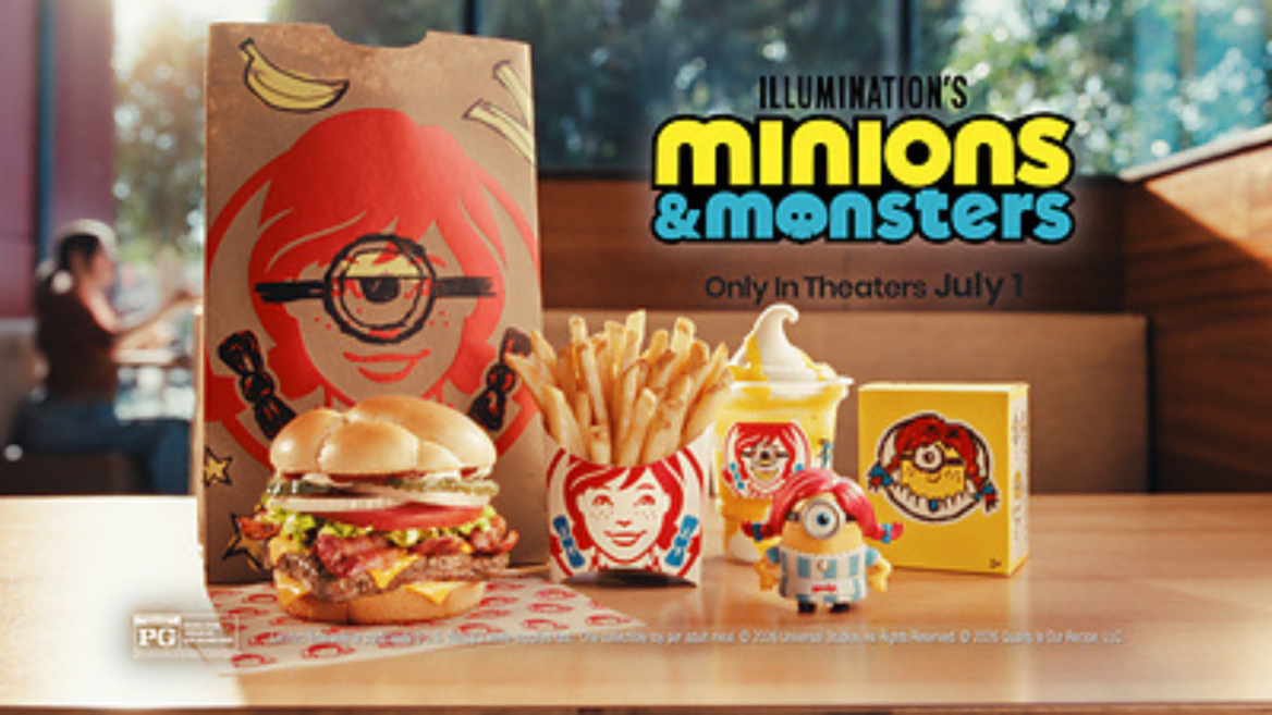 wendys minions movie meal: burger, fries & toy