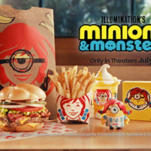 wendys minions movie meal: burger, fries & toy