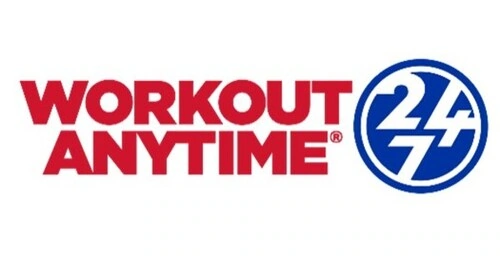 workout anytime 24/7 red and blue logo