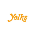 logo yolks en script orange minimaliste sur fond blanc