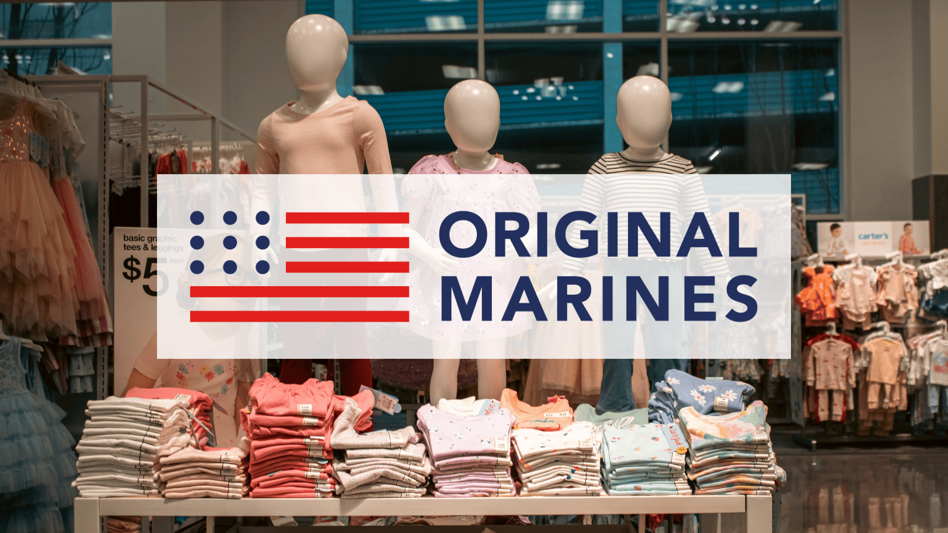original marines: vetrina abbigliamento bambini pastello