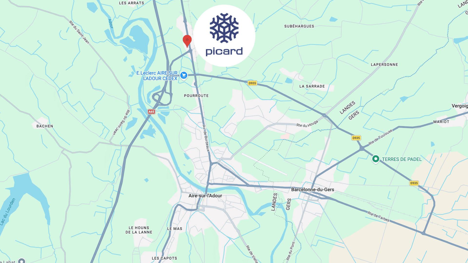aire sur ladour : carte a65, Échangeur et commerces