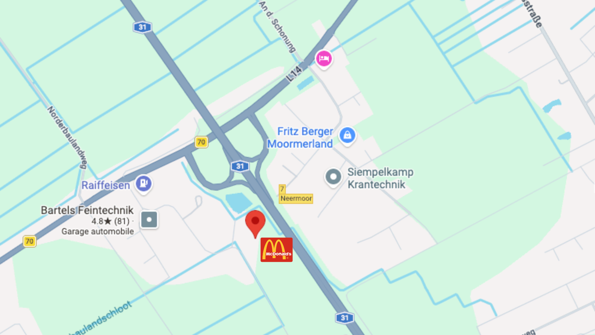autobahnkreuz a31 bei moormerland mit mcdonalds