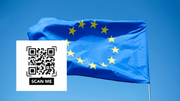 bandera de la ue con código qr para escanear