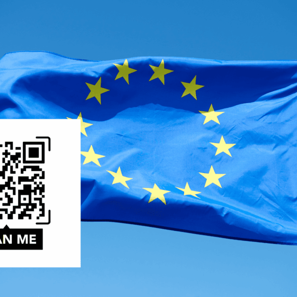 bandera de la ue con código qr para escanear