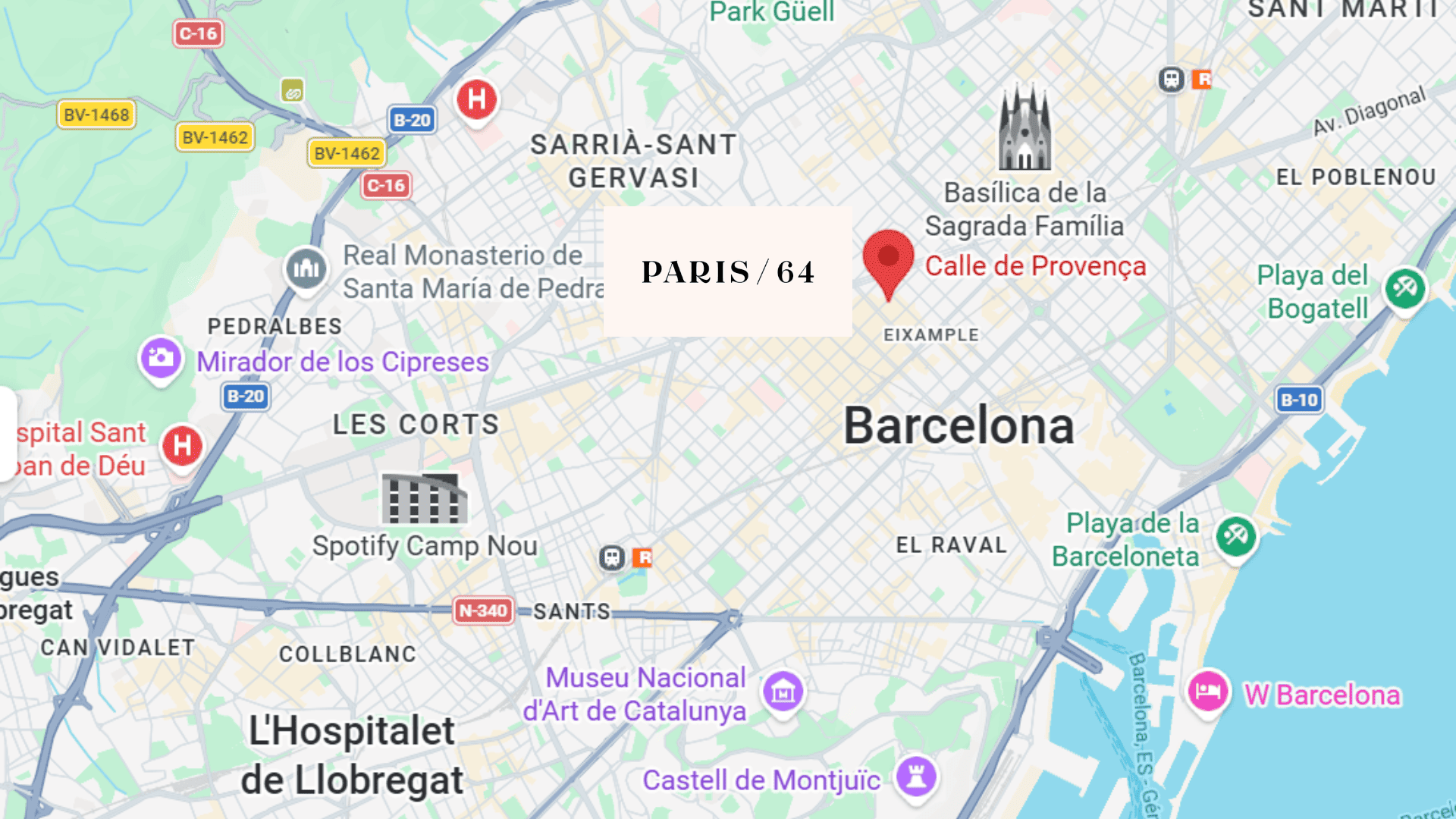 mapa de barcelona: calle provença y parís 64