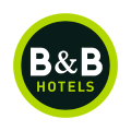 emblema circular de b&b hotels en negro y lima