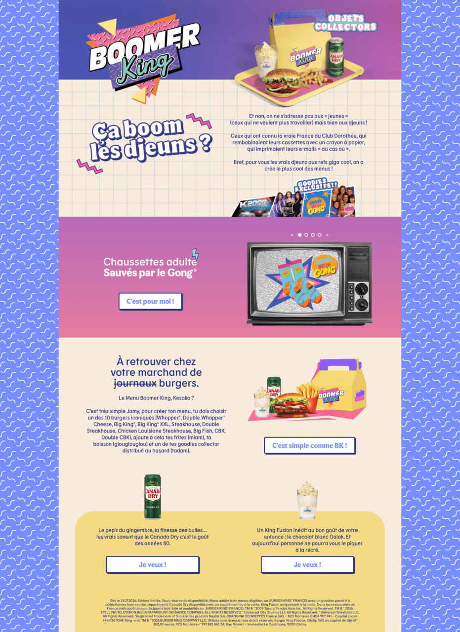 boomer king : promo burger king années 90 et objets collectors