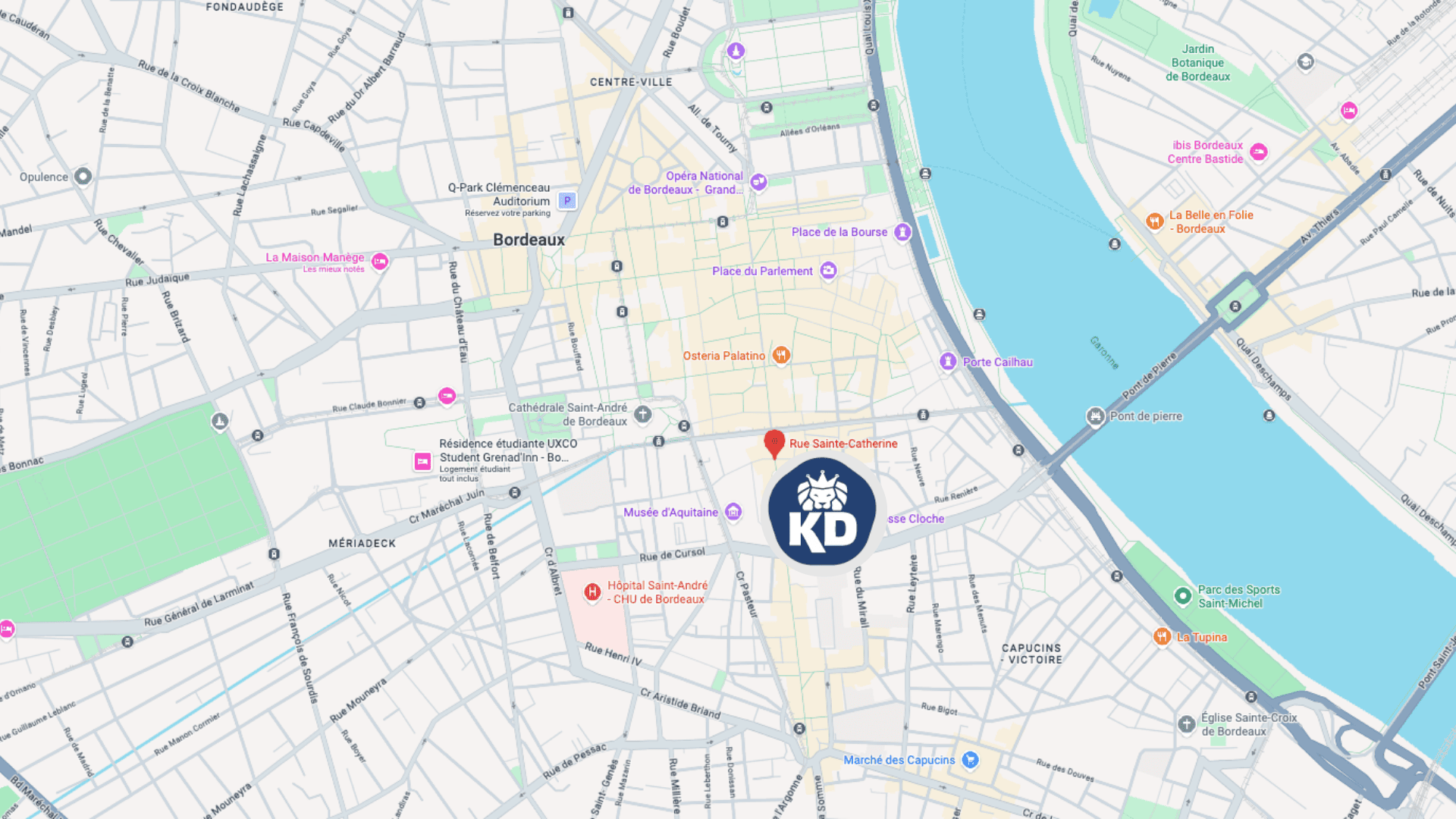 plan du centre de bordeaux — rue sainte catherine et garonne
