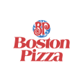 logo boston pizza : emblème rond rouge et bleu