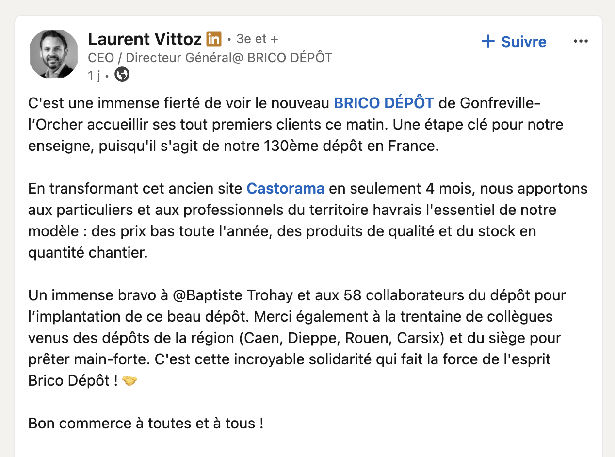 ouverture brico dÉpÔt gonfreville‑lorcher : 130e dépôt