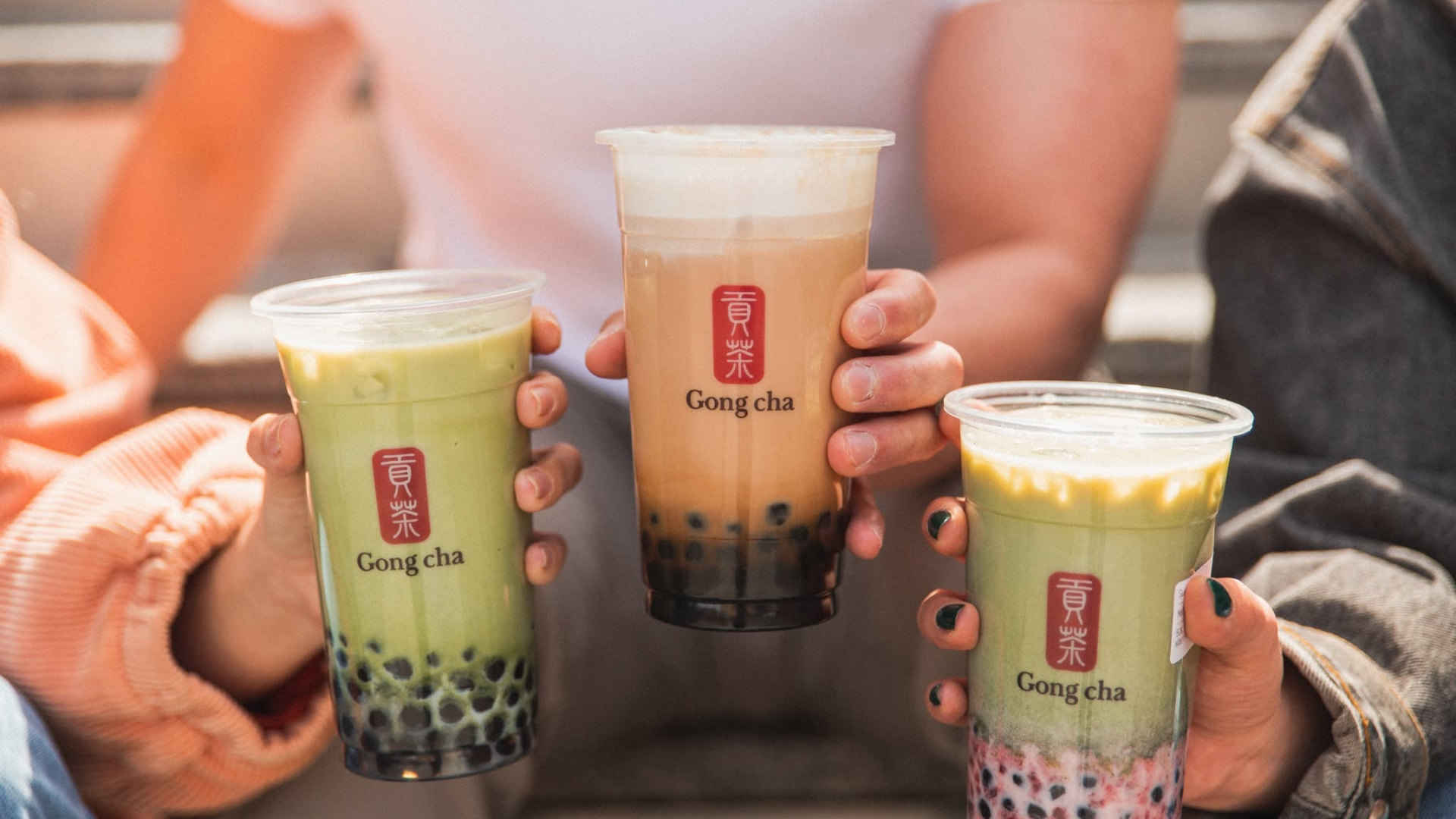 gong cha bubble tea trio with tapioca pearls
