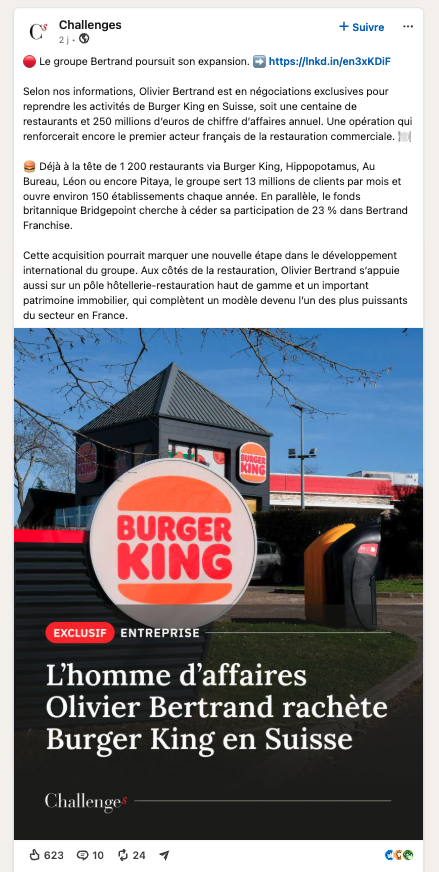 olivier bertrand reprend burger king en suisse