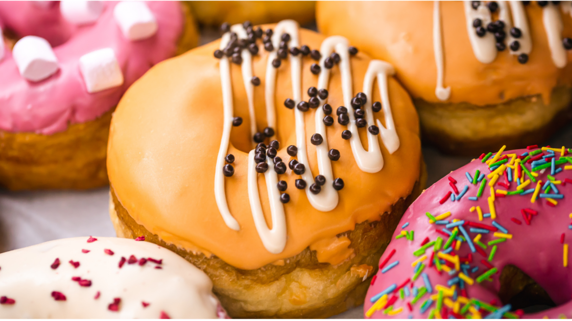 vibrant glazed donut assortment with orange center