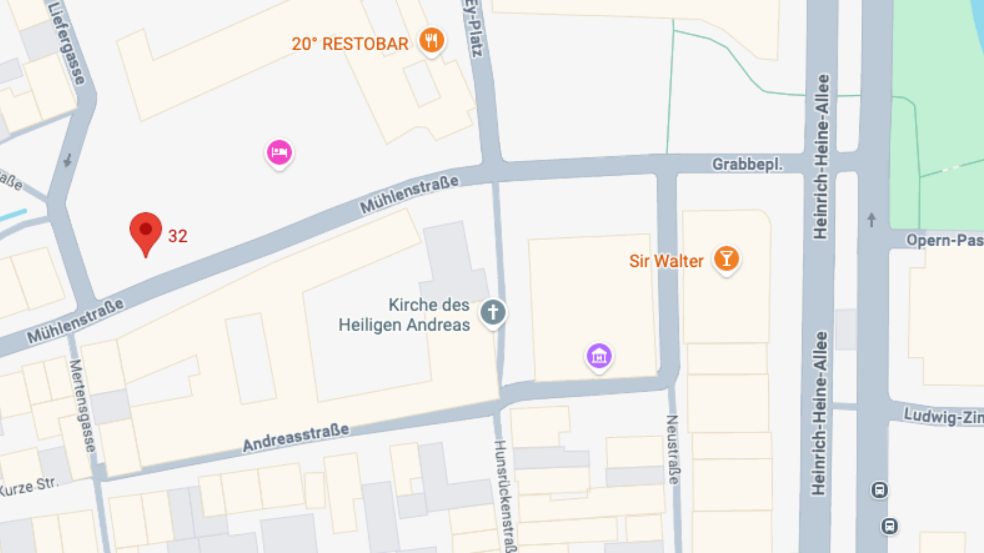 düsseldorf innenstadt: straßenkarte mit sehenswürdigkeiten