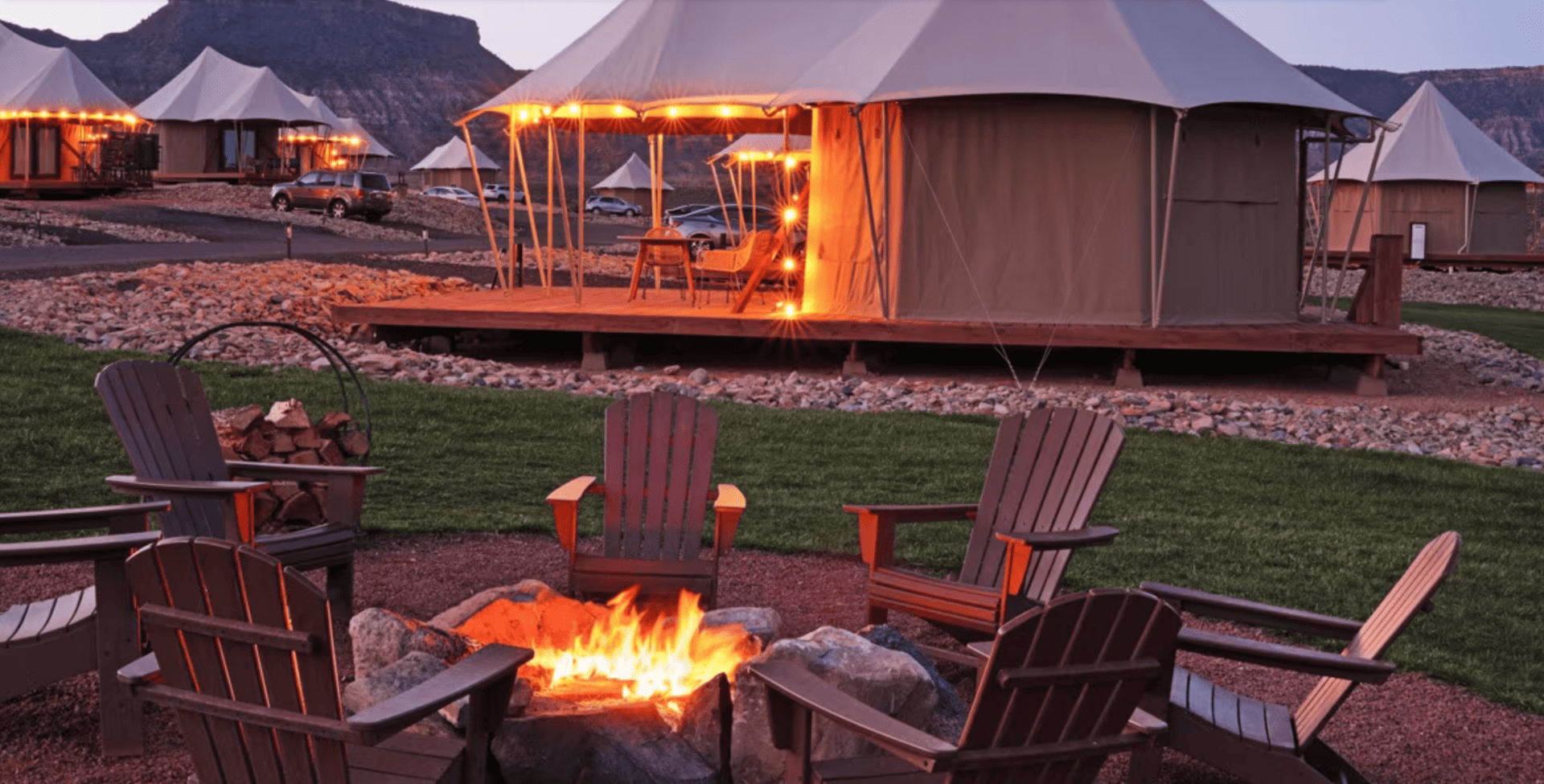 glamping serale: falò, tende e luci calde