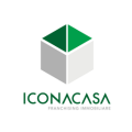 logo iconacasa: cubo 3d verde franchising immobiliare