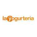 logo yogurt arancione con emblema a cucchiaio