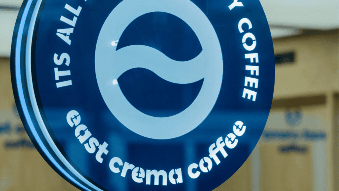 letrero circular azul de café moderno