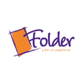 logo carpeta naranja y morado papelería líder