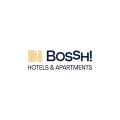 logotipo hoteles y apartamentos amarillo y azul marino
