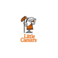 logotipo little caesars con mascota romana sosteniendo pizza