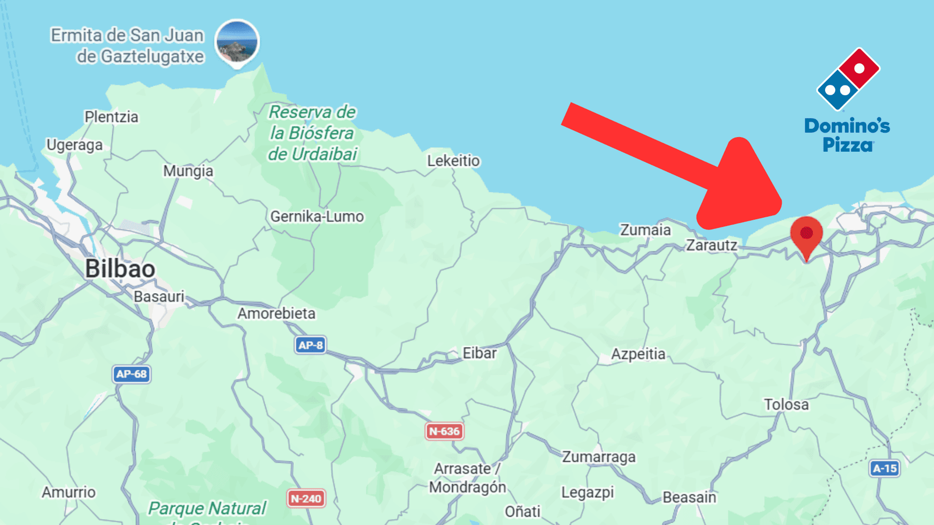 mapa del país vasco con flecha roja en bizkaia