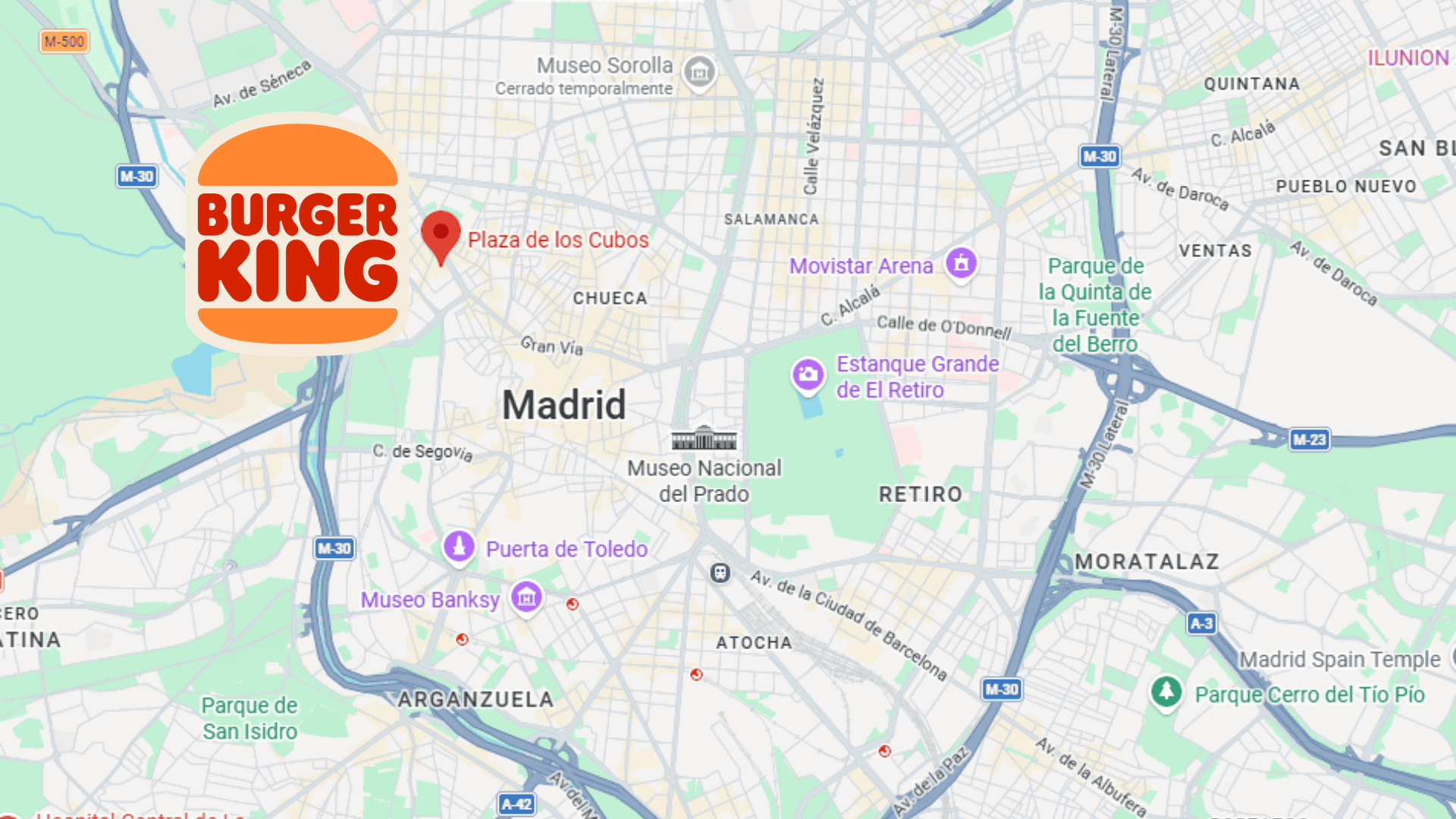 mapa del centro de madrid con burger king