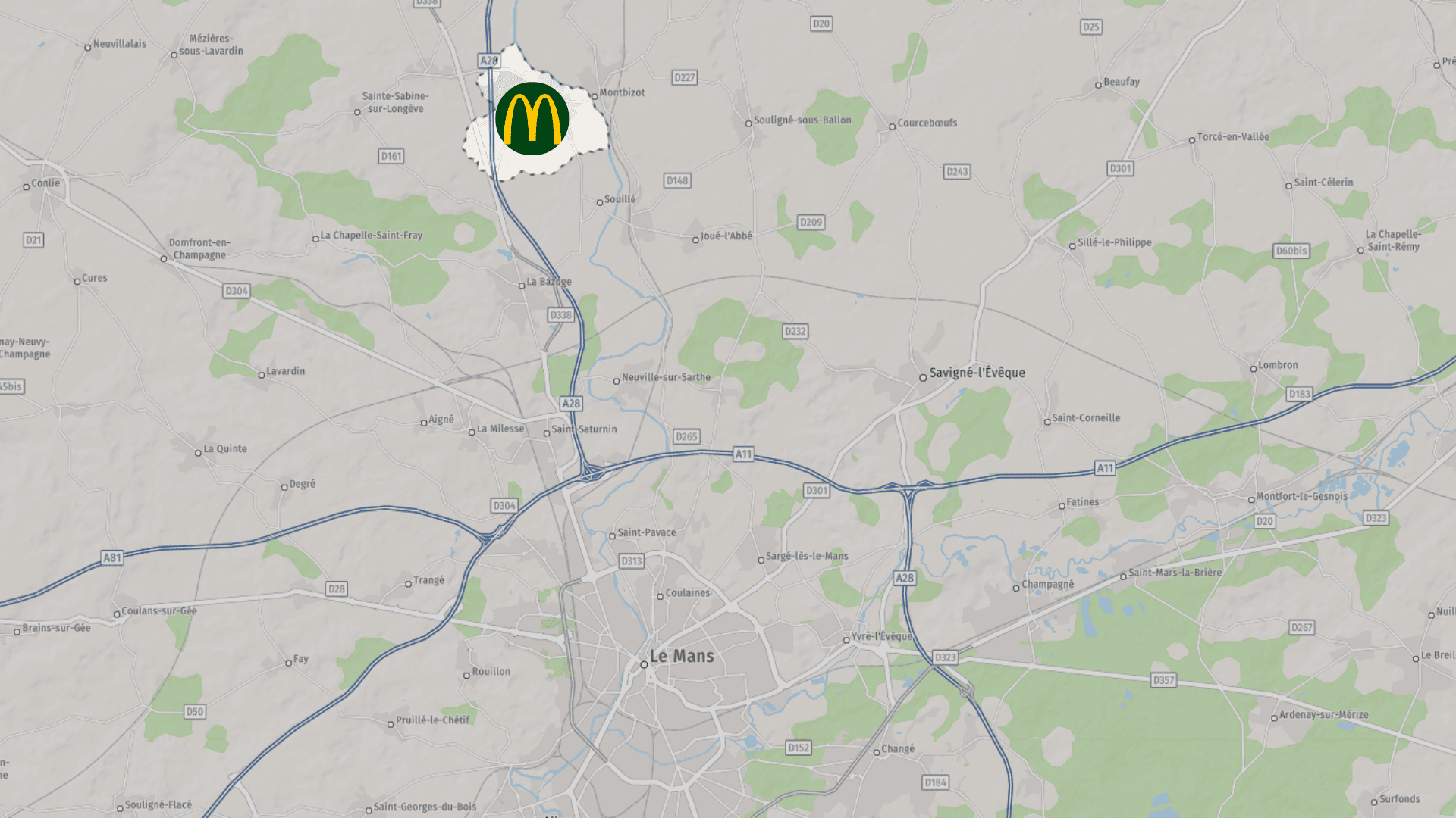 mcdonalds le mans nord sur carte a28/a11