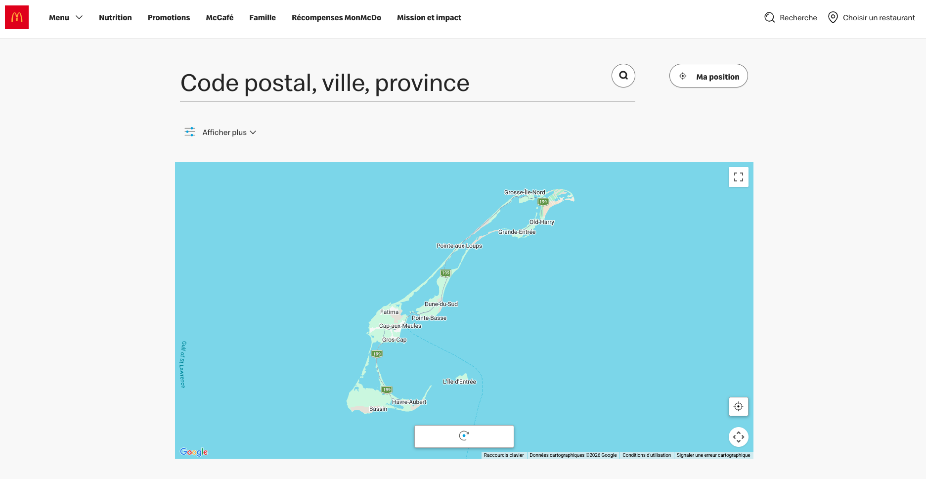 localisateur mcdonald’s Îles — recherche par code postal